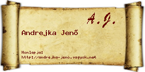 Andrejka Jenő névjegykártya