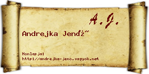 Andrejka Jenő névjegykártya