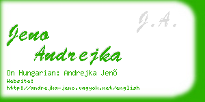 jeno andrejka business card