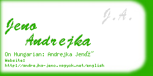 jeno andrejka business card